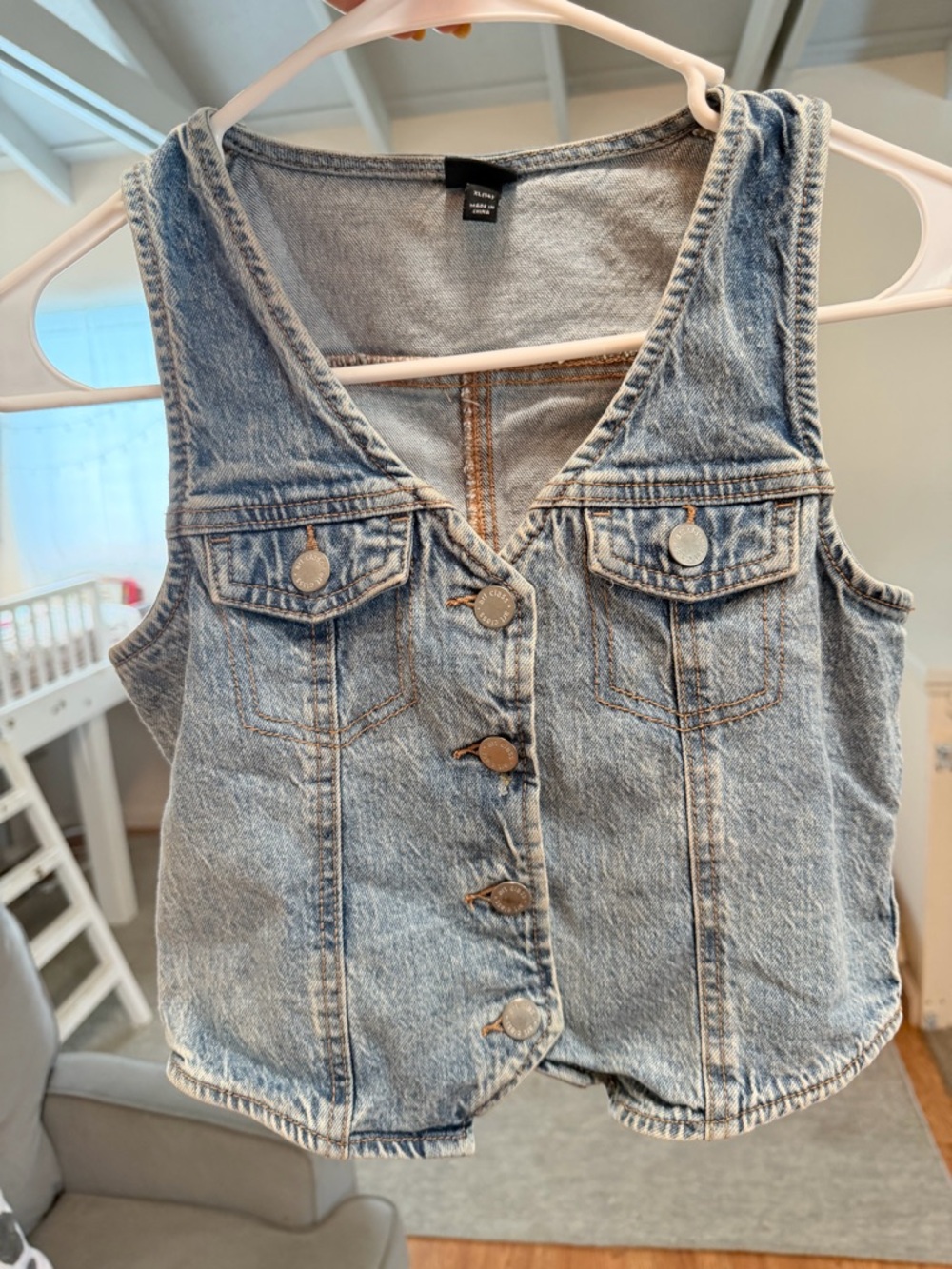 art class Light Blue Denim Vest with Yellow Accent Nails